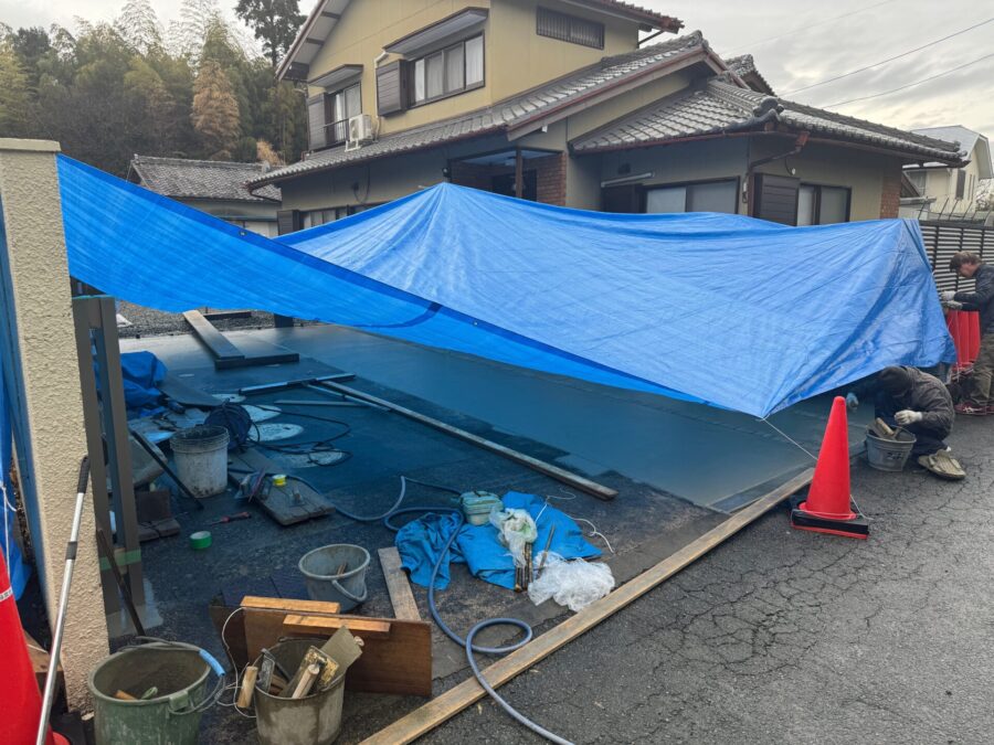 養生を行いながらの作業