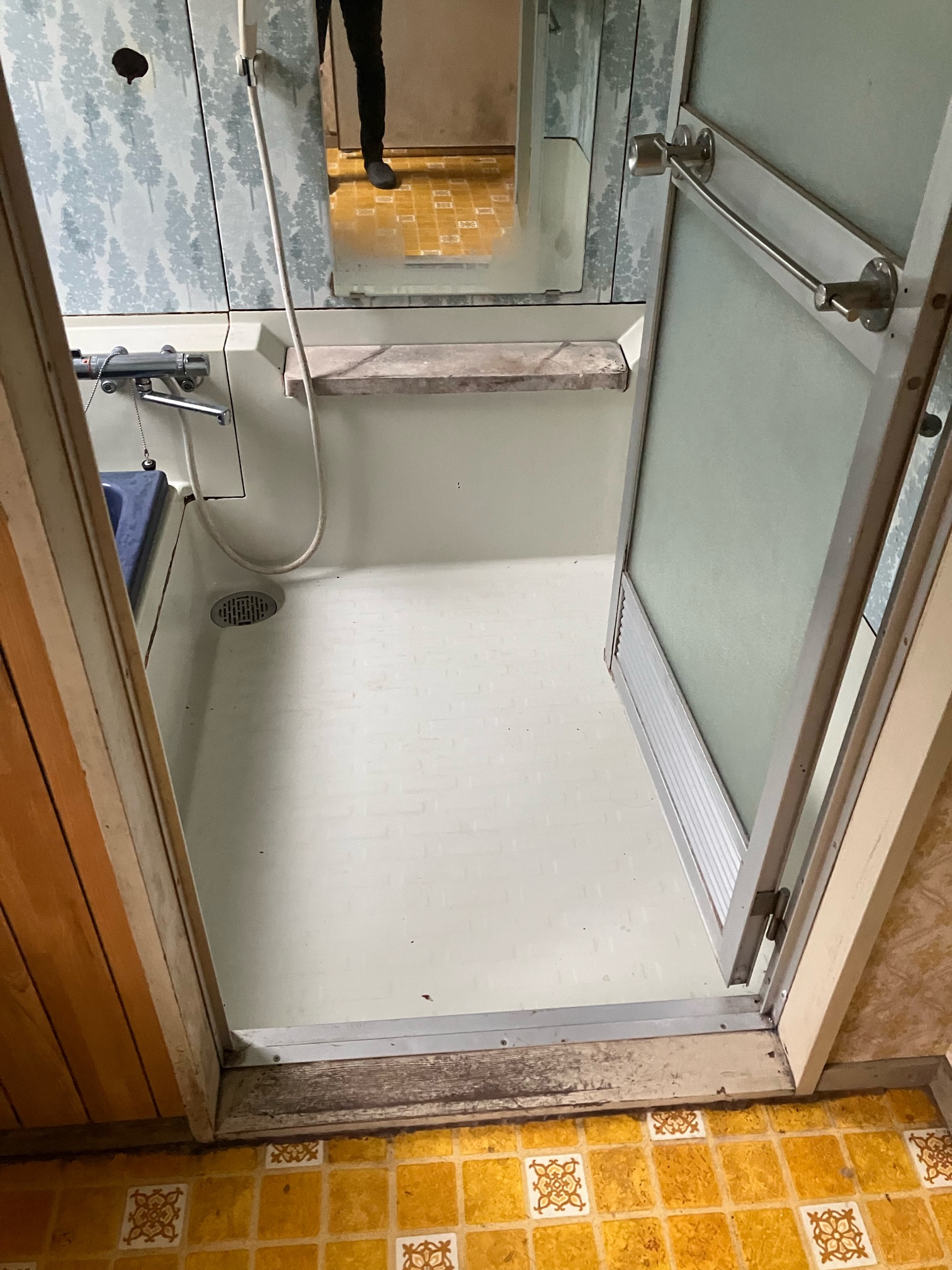 木材部分が腐食している浴室入口